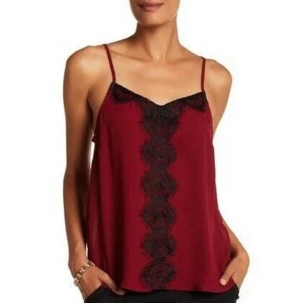 NWT Burgundy and black lace adjustable strap Camisole
